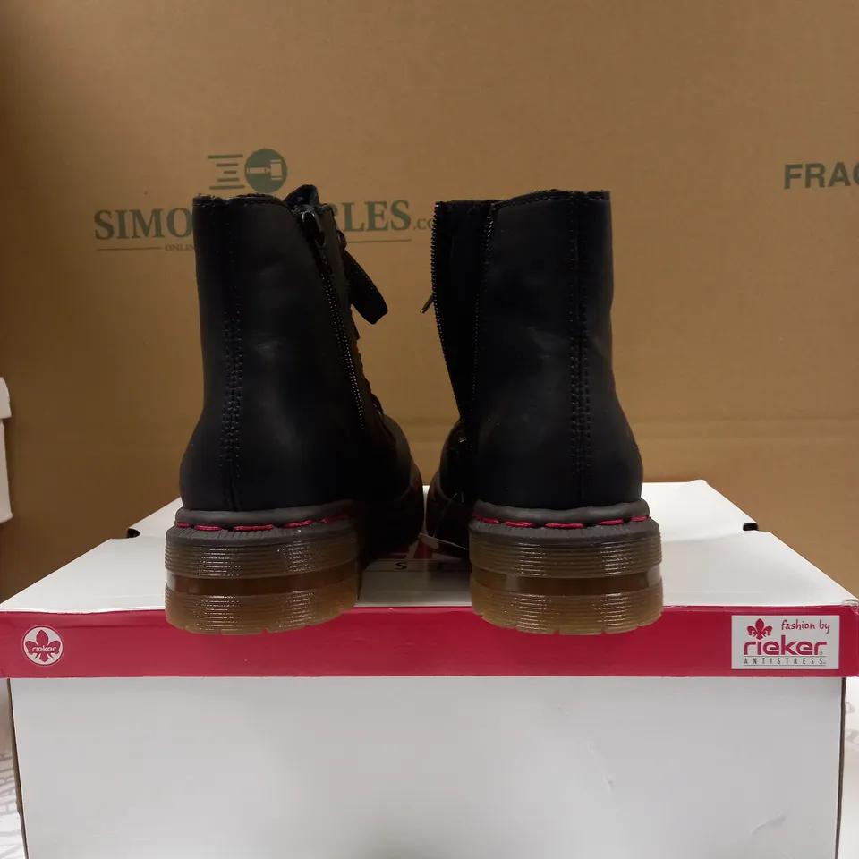 RIEKER LACE UP ANKE BOOTS BLACK - SIZE 6