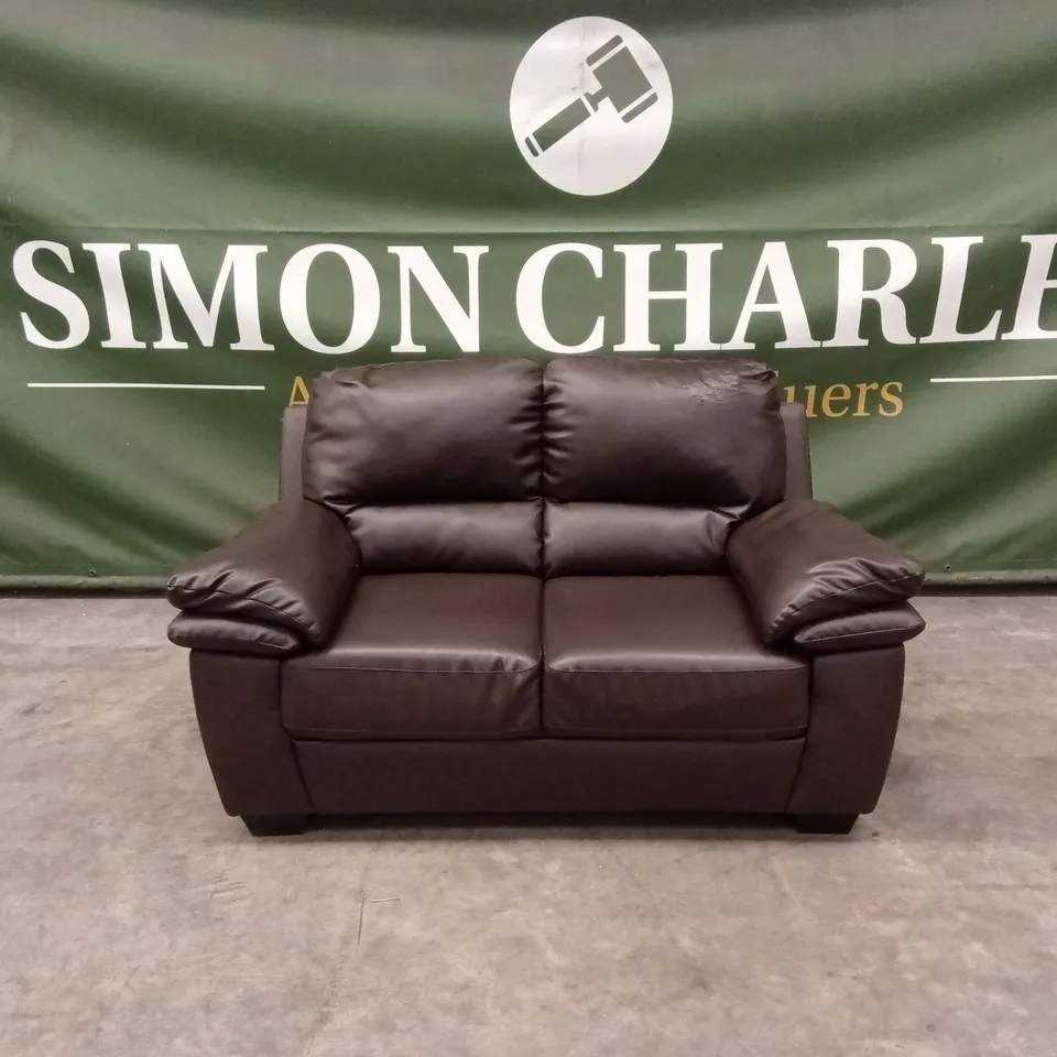 VERONA 2 SEATER LEATHER SOFA - BROWN