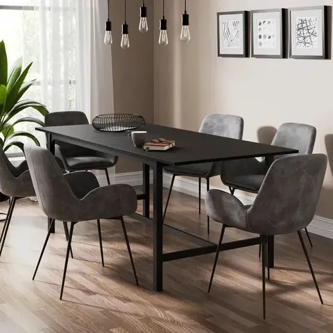 BOXED FULTON 4-6 SEATER RECTANGULAR EXTENDABLE DINING TABLE - BLACK PINE EFFECT (1 BOX)