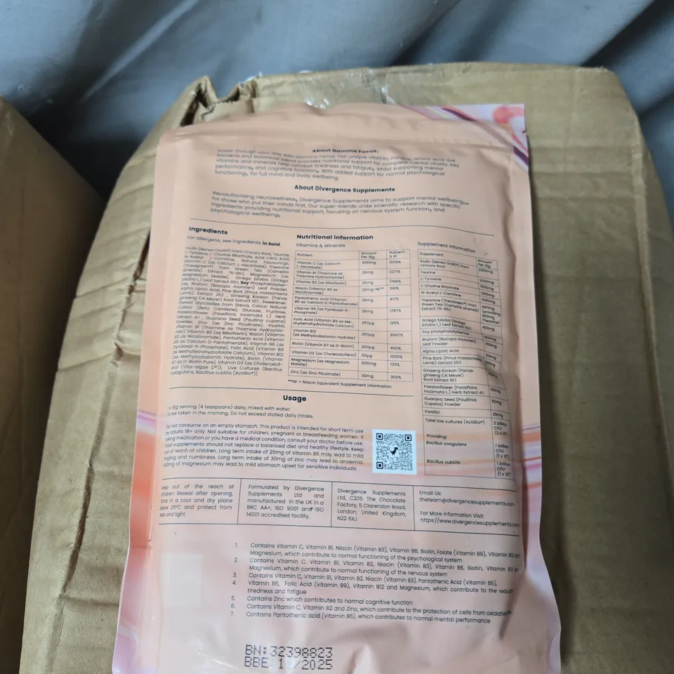 BOX OF 8 X 540G BLOOD ORANGE DIVERGENCE SUPPLEMENTS BLOOD ORANGE