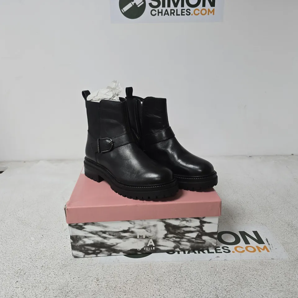 MODA IN PELLE BLACK LEATHER ANKLE BOOTS – UK 5 / EU 38 