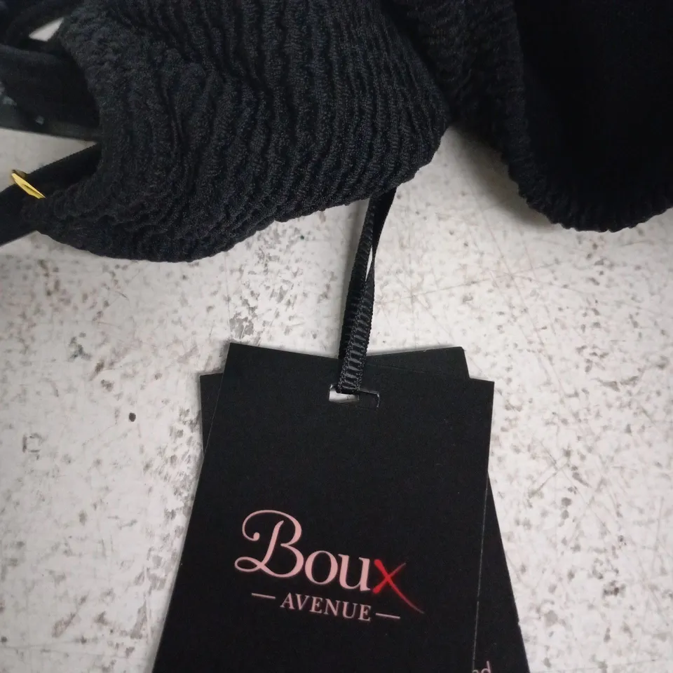 BOUX AVENUE BLACK IBIZA TEXTURE BIKINI TOP – UK 34E