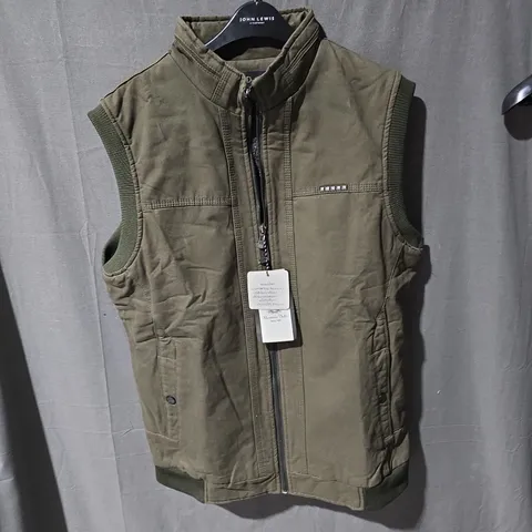 MASSIMO DUTTI OLIVE GREEN ZIP VEST – MEN'S, SIZE L