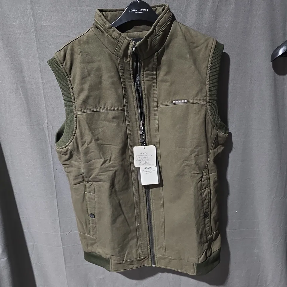 MASSIMO DUTTI OLIVE GREEN ZIP VEST – MEN'S, SIZE L