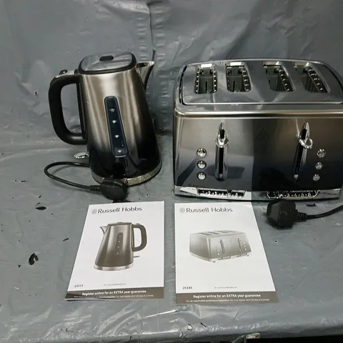 RUSSELL HOBBS KETTLE AND 4 SLICE TOASTER NAVY/SILVER