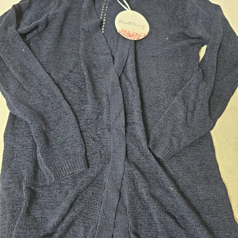 MUDFLOWER TEXTURED LONG SLEEVE CARDIGAN, NAVY - SIZE 12