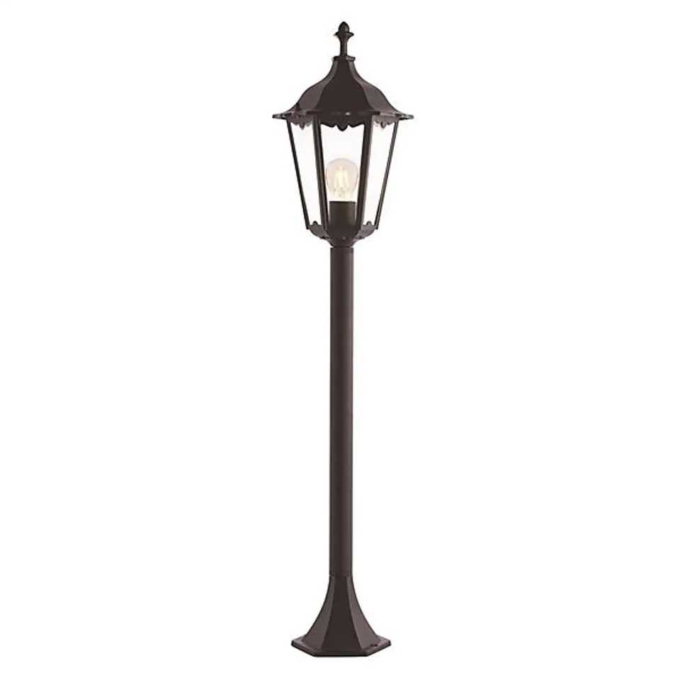 BOXED LUMINOSA BURFORD 1 LIGHT OUTDOOR FLOOR LAMP MATT BLACK PAINT, GLASS IP44, E27