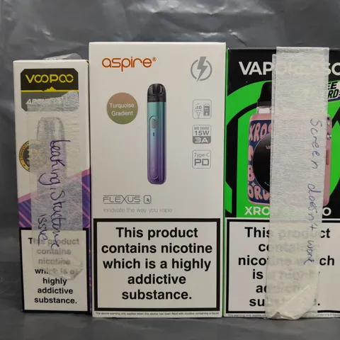 BOX OF APPROXIMATELY 20 ASSORTED E-CIGARETTE/VAPING PRODUCTS - MAKES, MODELS, COLOURS, AND STYLES VARY - COLLECTION ONLY