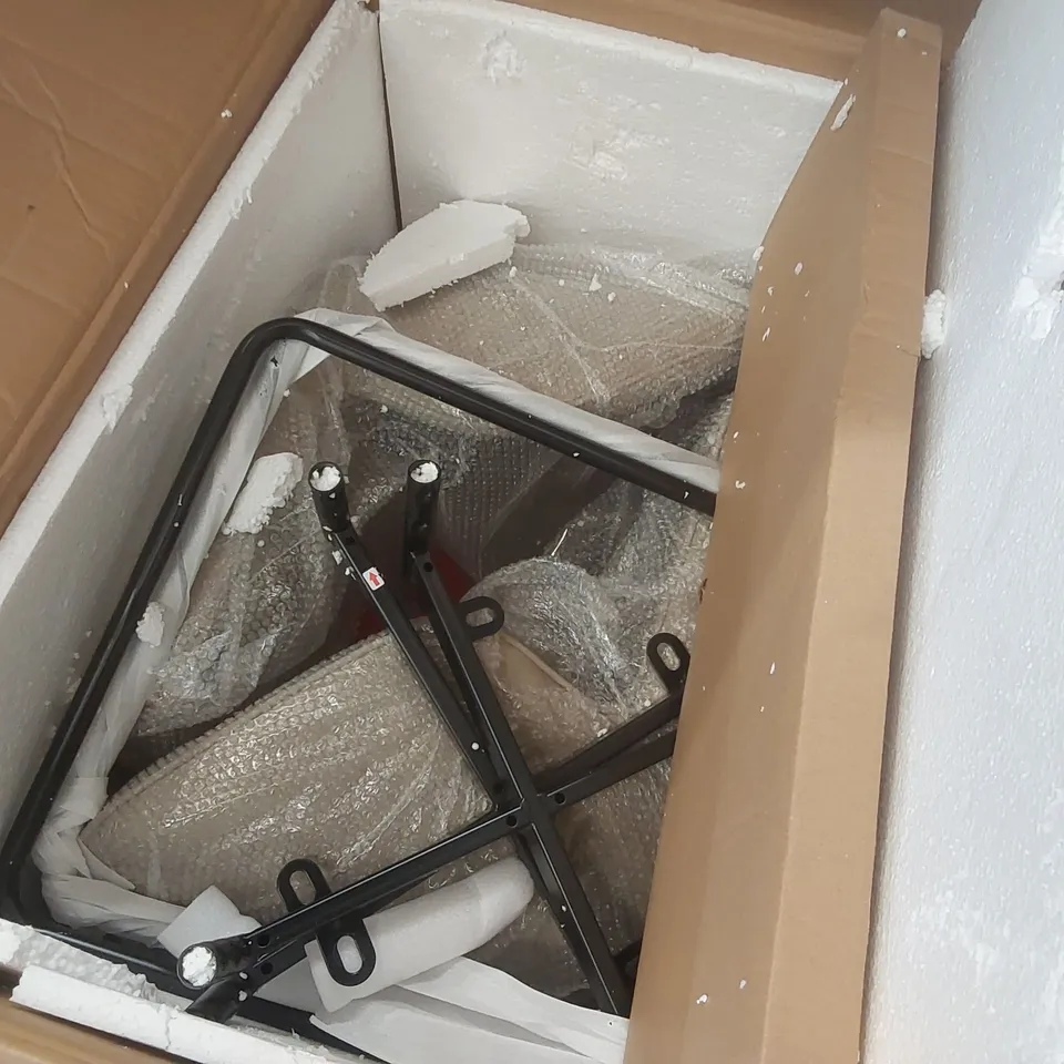 BOXED PAIR OF BEIGE FAUX LEATHER BAR STOOLS 