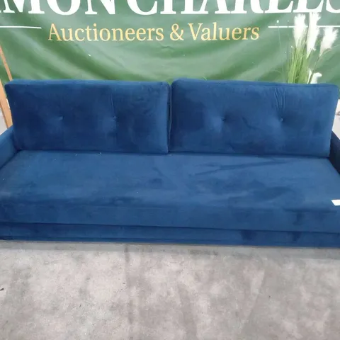 DESIGNER OPTISOFA AMY BLUE VELVET SOFA WITH SLEEPING FUNCTION