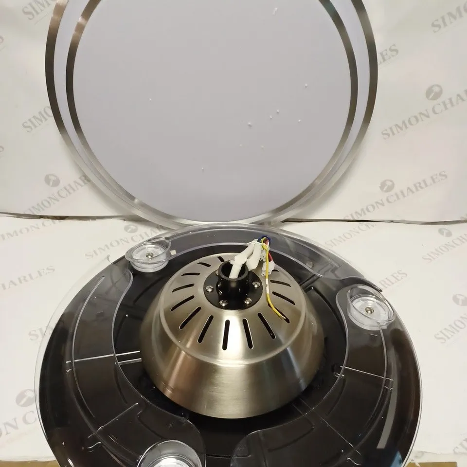 BOXED LIVING AND HOME INDOOR LED LIGHT HIDDEN CRYSTAL BLADES ANTIQUE BRASS CEILING FAN KBS-Y4203