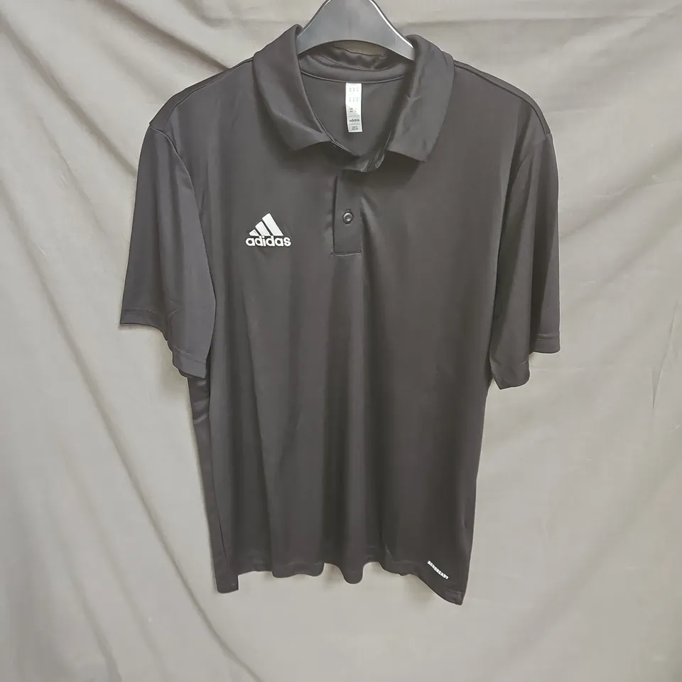 ADIDAS BLACK POLO SHIRT WITH WHITE LOGO SIZE M