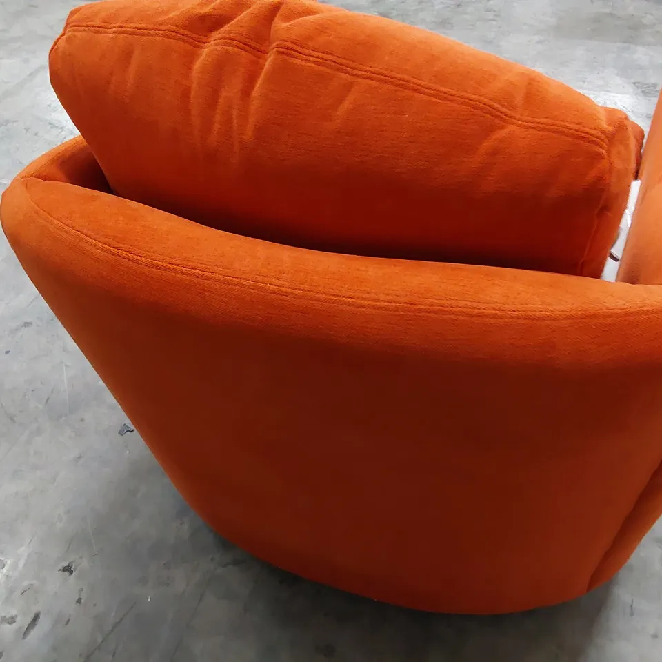 QUALITY BRITISH DESIGNER LOUNGE Co. TUB EASY CHAIR TANGARINE PLUSH FABRIC