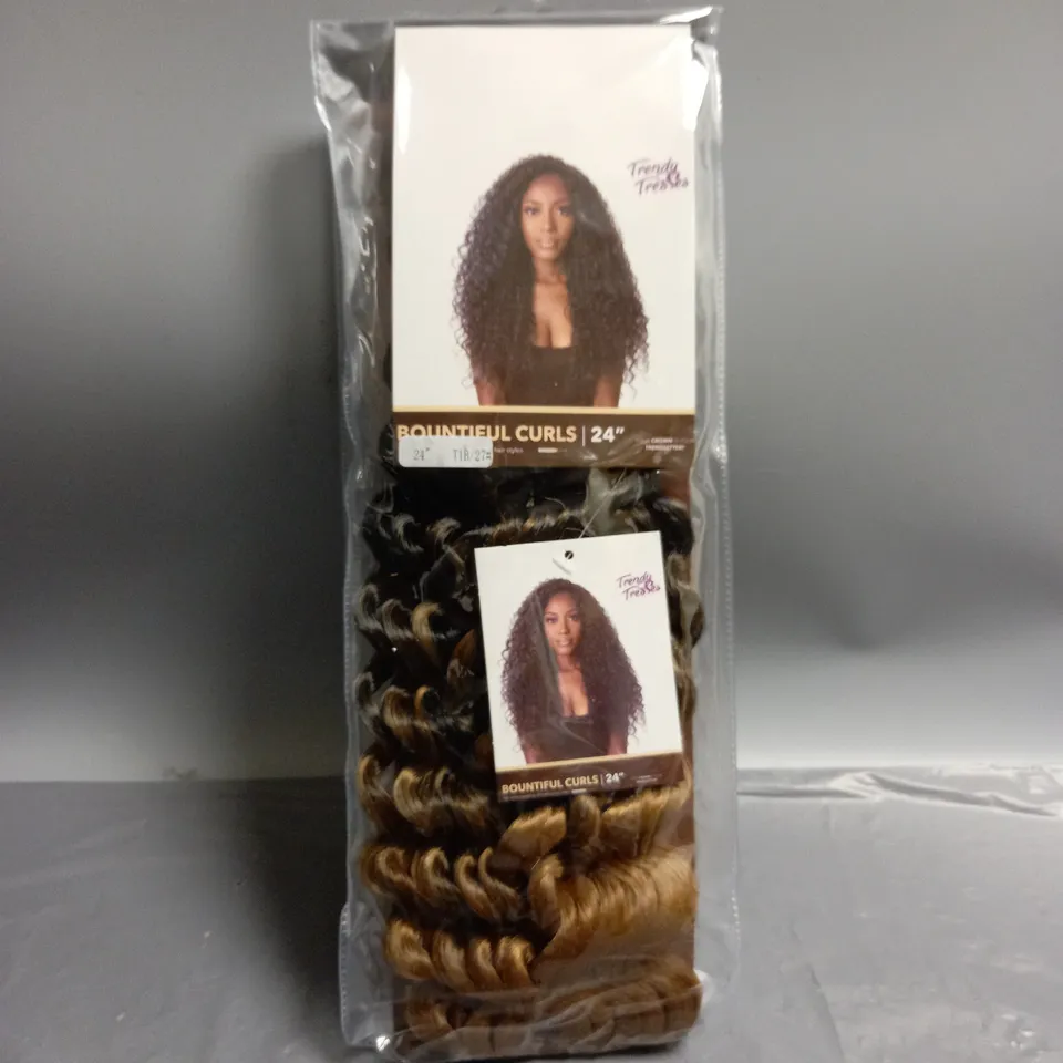 LOT OF 5 TRENDY TRESSES 24" BOUNTIFUL CURLES BRAIDING HAIR IN DARK BROWN TO CARAMEL OMBRE 