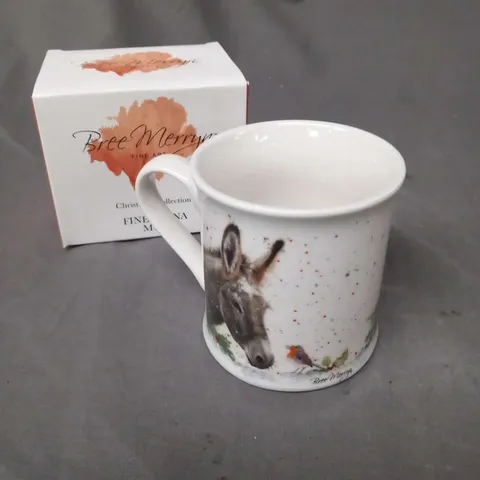 THREE BOXED BREE MERRYN FINE ART DONKEY ROBIN MUGS