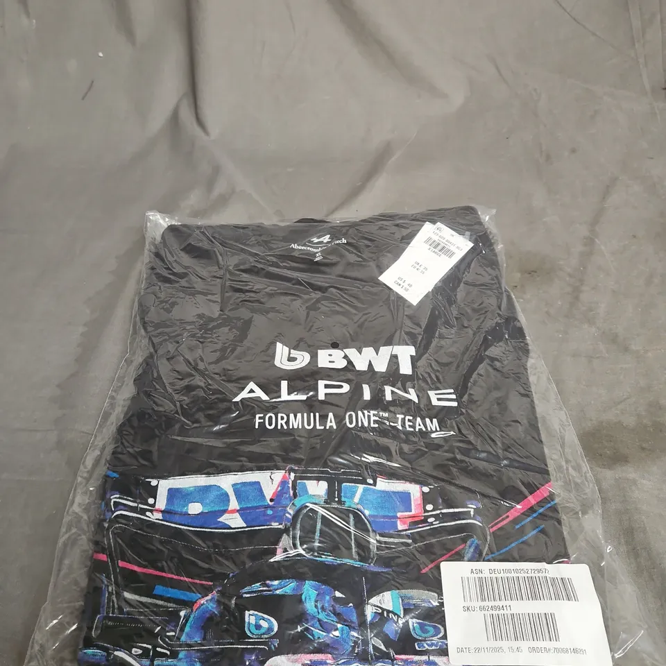 ABERCROMBIE & FITCH T‑SHIRT – BLACK, XL – BWT ALPINE FORMULA ONE TEAM DESIGN