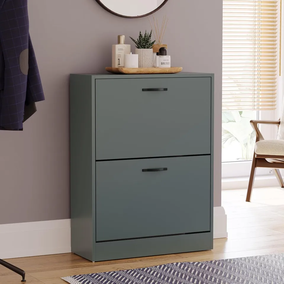 BOXED VIDA 2 DRAWER SHOE CABINET - GREEN (1 BOX)