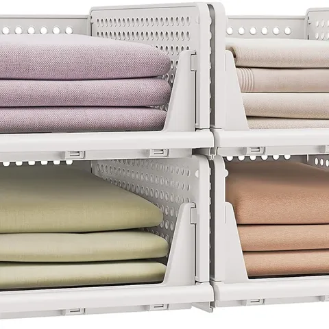 BOXED SONGMICS STACKABLE WARDROBE STORAGE, FOLDABLE CLOSET ORGANISER