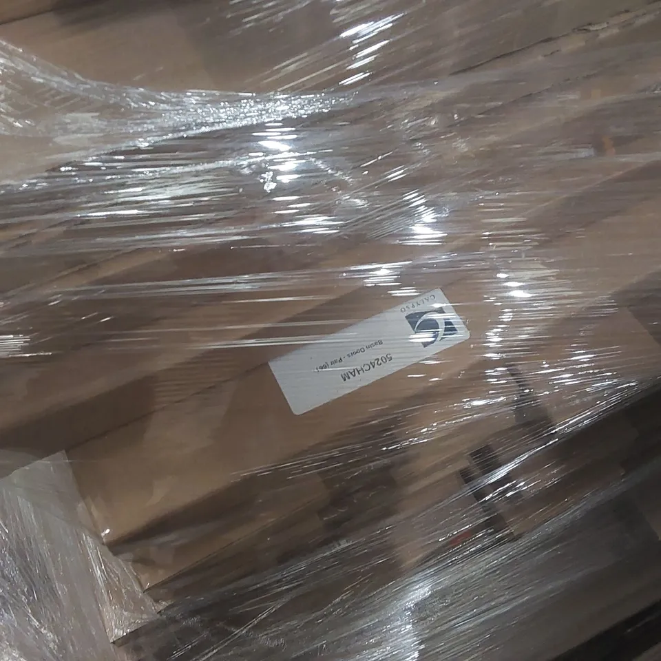 PALLET CONTAINING A LARGE QUANTITY OF ASSORTED BATHROOM FURNITURE PARTS INCLUDING: DEEP BASE END/INFIL PANEL, BASIN DOORS ECT