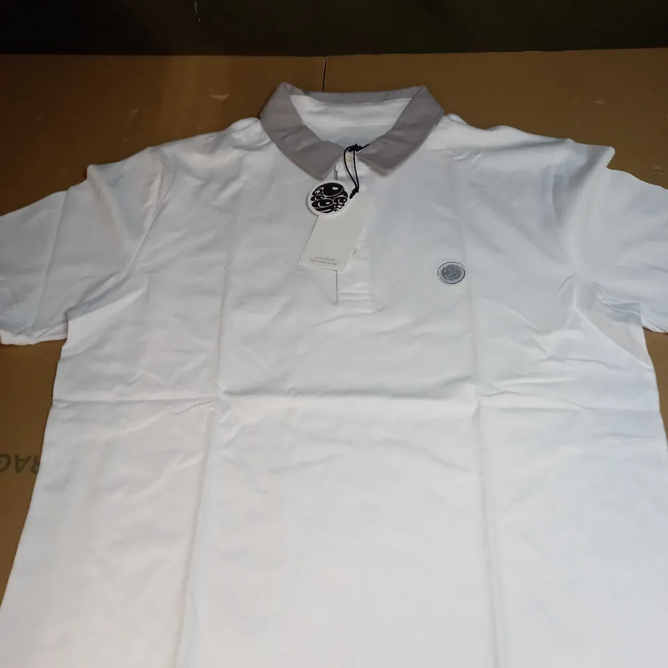 PRETTY GREEN HERRINGBONE COLLAR POLO SHIRT SIZE M