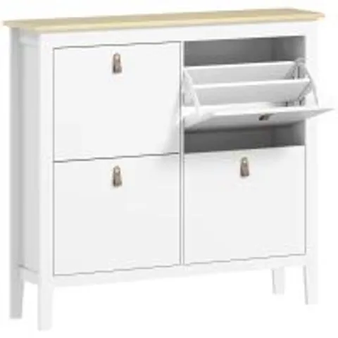 BOXED HOMCOM MODERN FOUR-DRAWER SHOE CABINET - WHITE