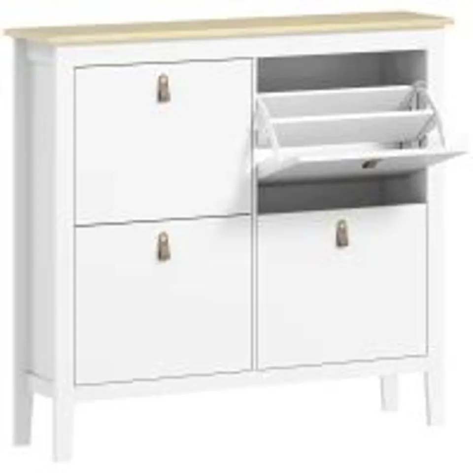 BOXED HOMCOM MODERN FOUR-DRAWER SHOE CABINET - WHITE