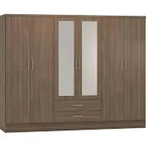 BOXED CASCIO 6 DOOR 2 DRAWER WARDROBE RUSTIC OAK EFFECT (4 BOXES)