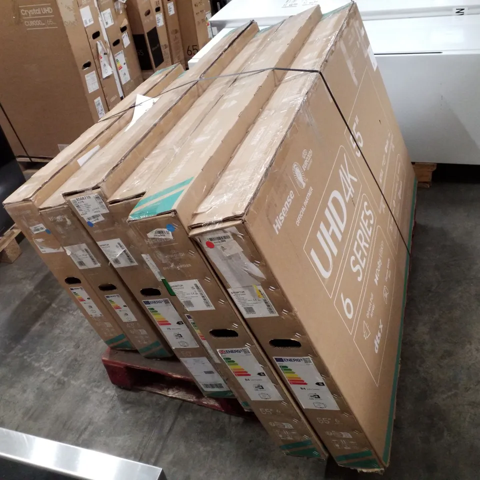 PALLET CONTAINING 7 HISENSE 4K SMART TVS 