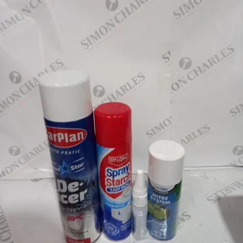 APPROXIMATELY 10 ASSORTED AEROSOL ITEMS TO INCLUDE DE ICER, STARCH SPRAY, SPRAY GLUE ETC - COLLECTION ONLY