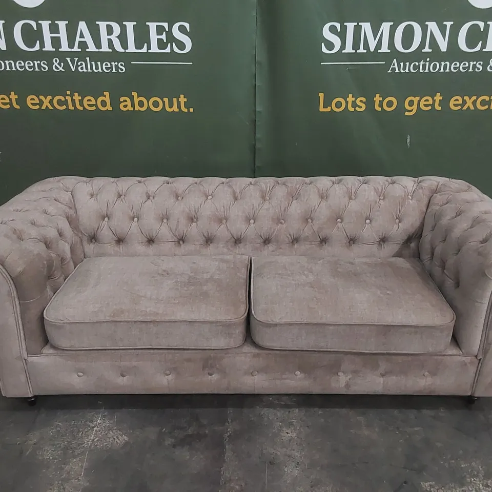 DESIGNER LAURA 3 SEATER CHESTERFIELD FABRIC UPHOLSTERED SOFA 