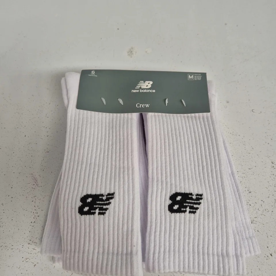 NEW BALANCE CREW SOCKS – WHITE, UK 6