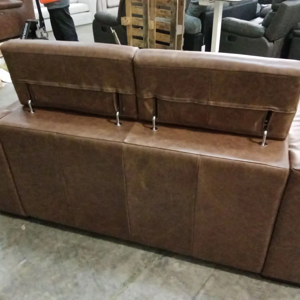 QUALITY DESIGNER ITALIAN MADE RICCARDO 2 SEATER LEATHER SOFA - BRANDY