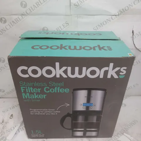 BOXED COOKWORKS STAINLESS STEEL FILTER COFFEE MAKER WITH TIMER