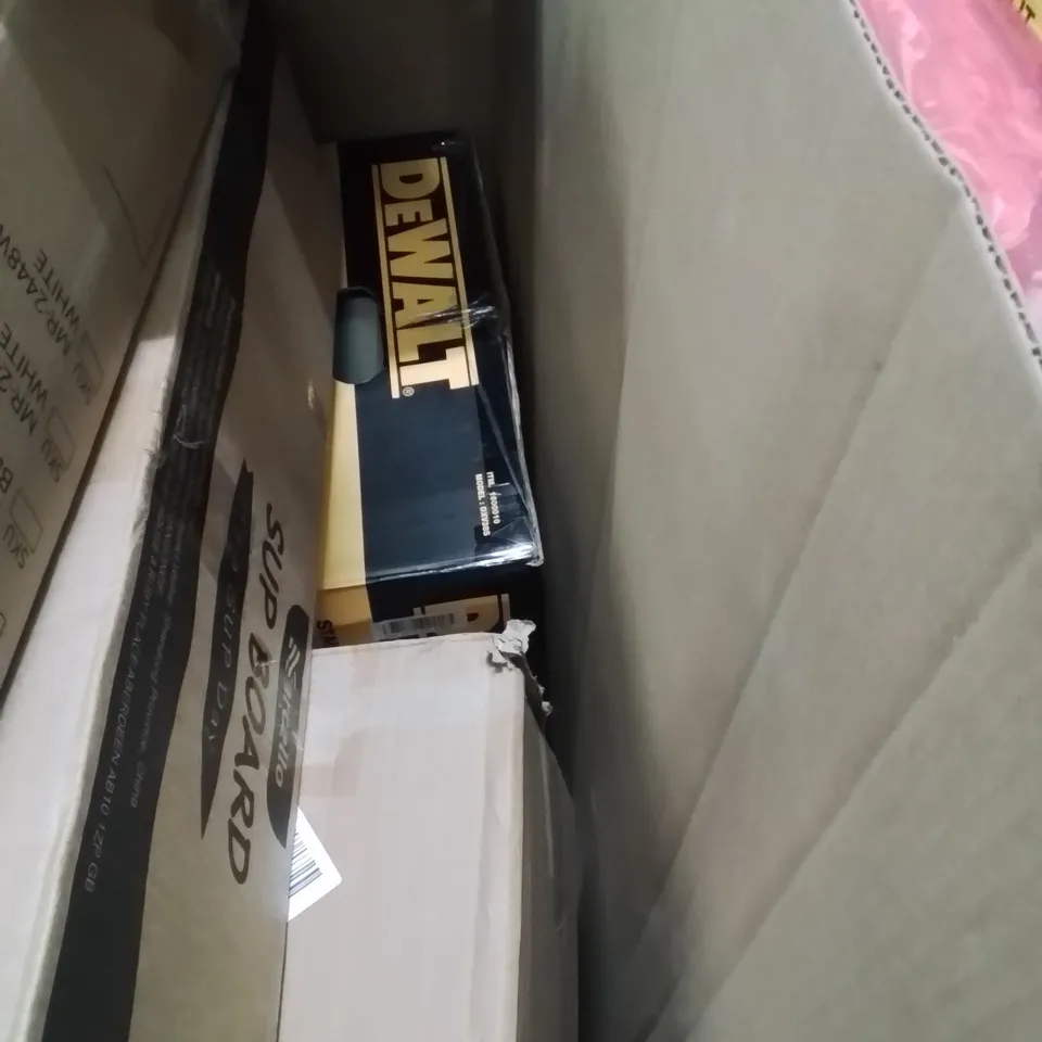 PALLET CONTAINING VARIOUS ASSORTED BOXED HOUSEHOLD ITEMS TO INCLUDE: SLIDING EXERCISE MACHINE, WALKING VIBRATION PLATE, DEWALT VACUUM CLEANER AND LOTS MORE UNMARKED BOXED ITEMS