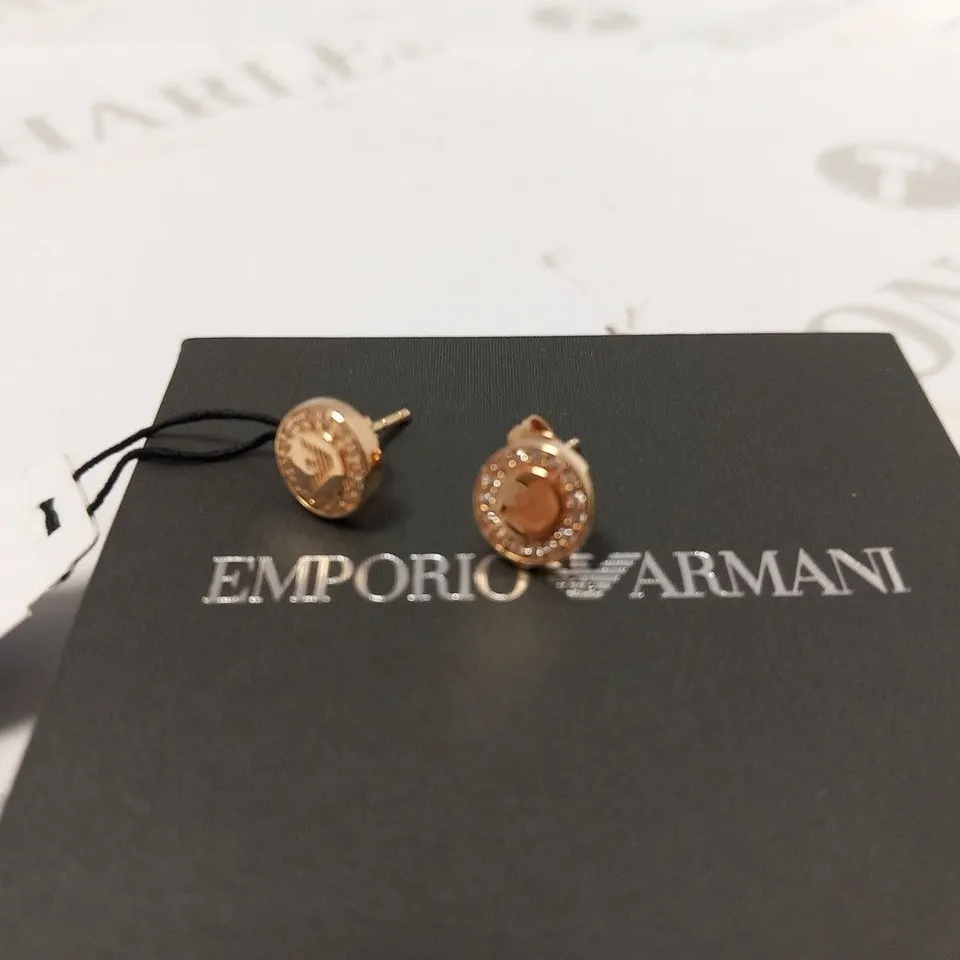 BOXED EMPORIO ARMANI STERLING SILVER LADIES STUD EARRINGS