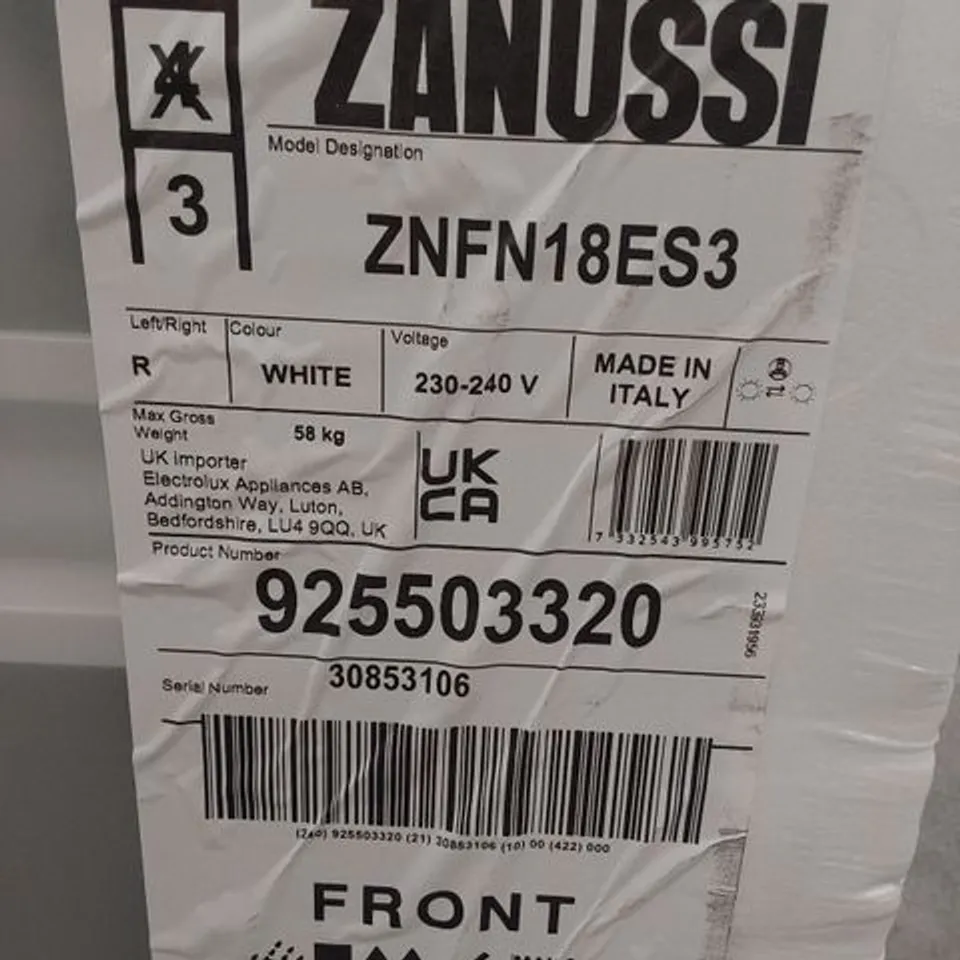 ZANUSSI SERIES 40 INTEGRATED FRIDGE FREEZER WHITE MODEL ZNFN18ES3 RRP £559