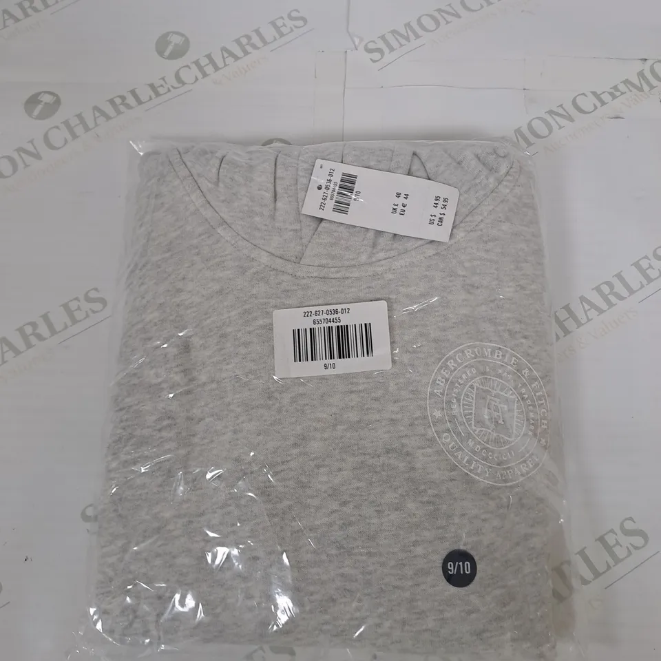 BAGGED KIDS ABERCROMBIE AND FITCH GRAPHIC HOODIE IN GREY SIZE 9-10 YEARS