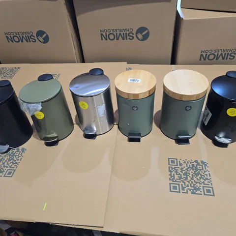 APPROXIMATELY 10 ASSORTED SOFT CLOSE BINS IN VARIOUS COLOURS AND STYLES