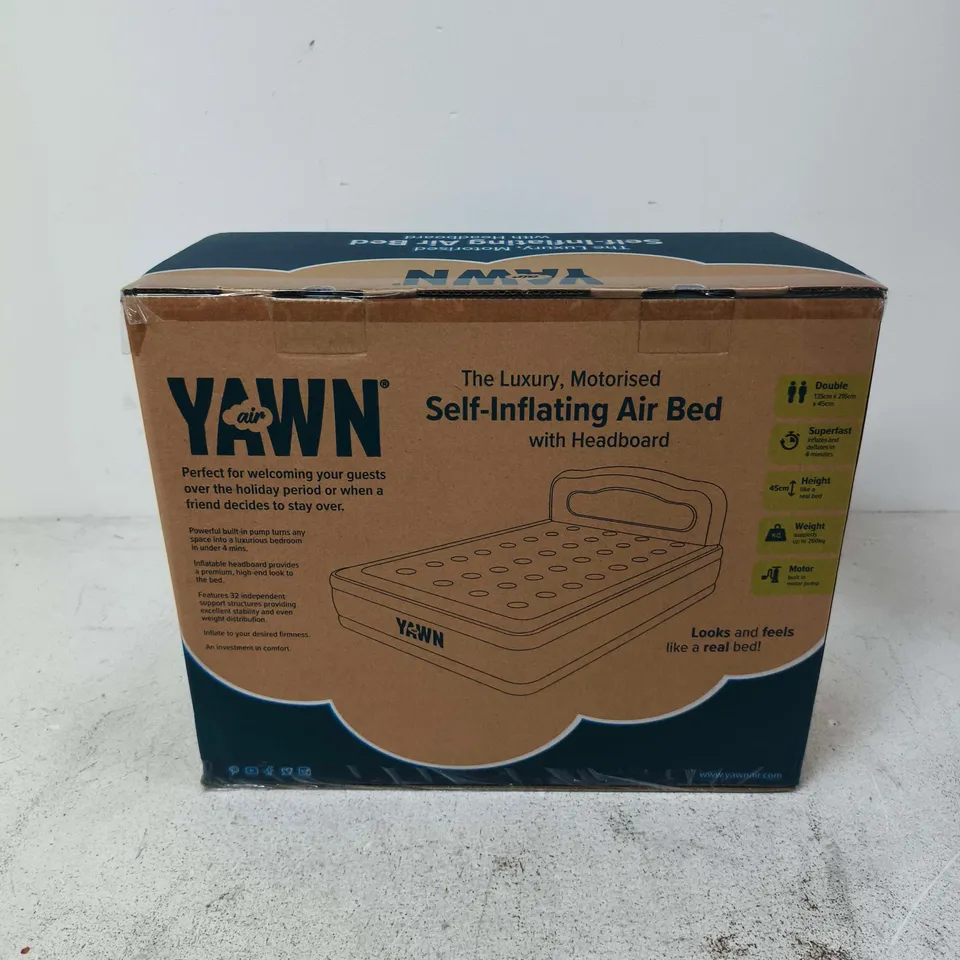 YAWN LUXURY MOTORISED SELF-INFLATING AIR BED WITH HEADBOARD – BOXED