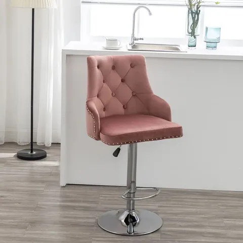 BOXED MONTEVIDEO HEIGHT ADJUSTABLE SWIVEL BAR STOOL COLOUR: DIRTY PINK