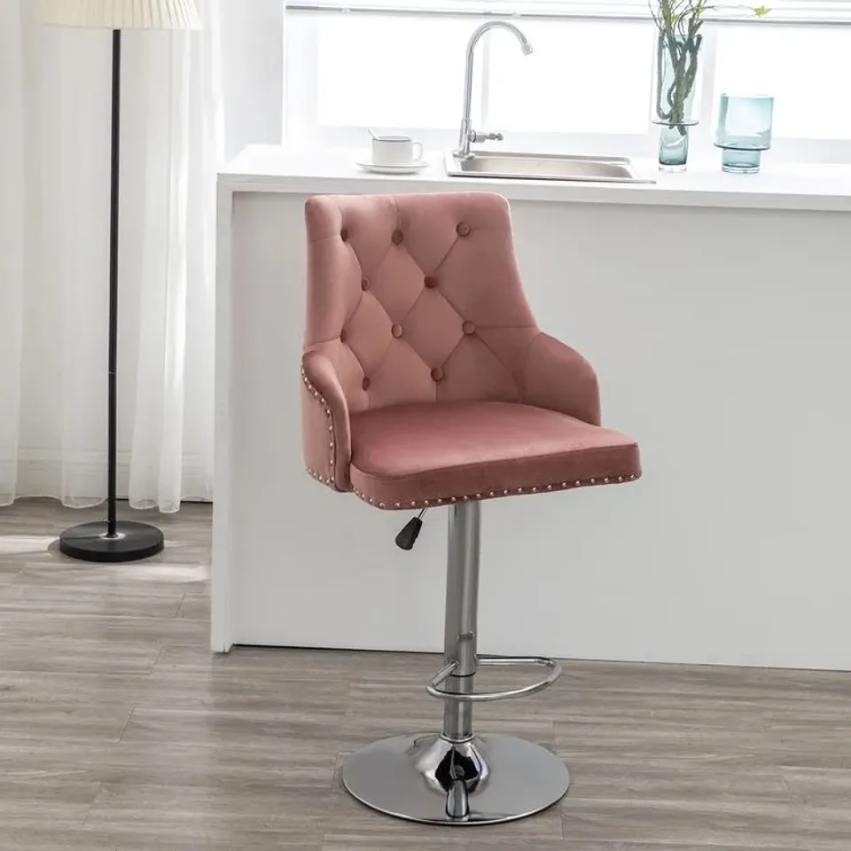 BOXED MONTEVIDEO HEIGHT ADJUSTABLE SWIVEL BAR STOOL COLOUR: DIRTY PINK