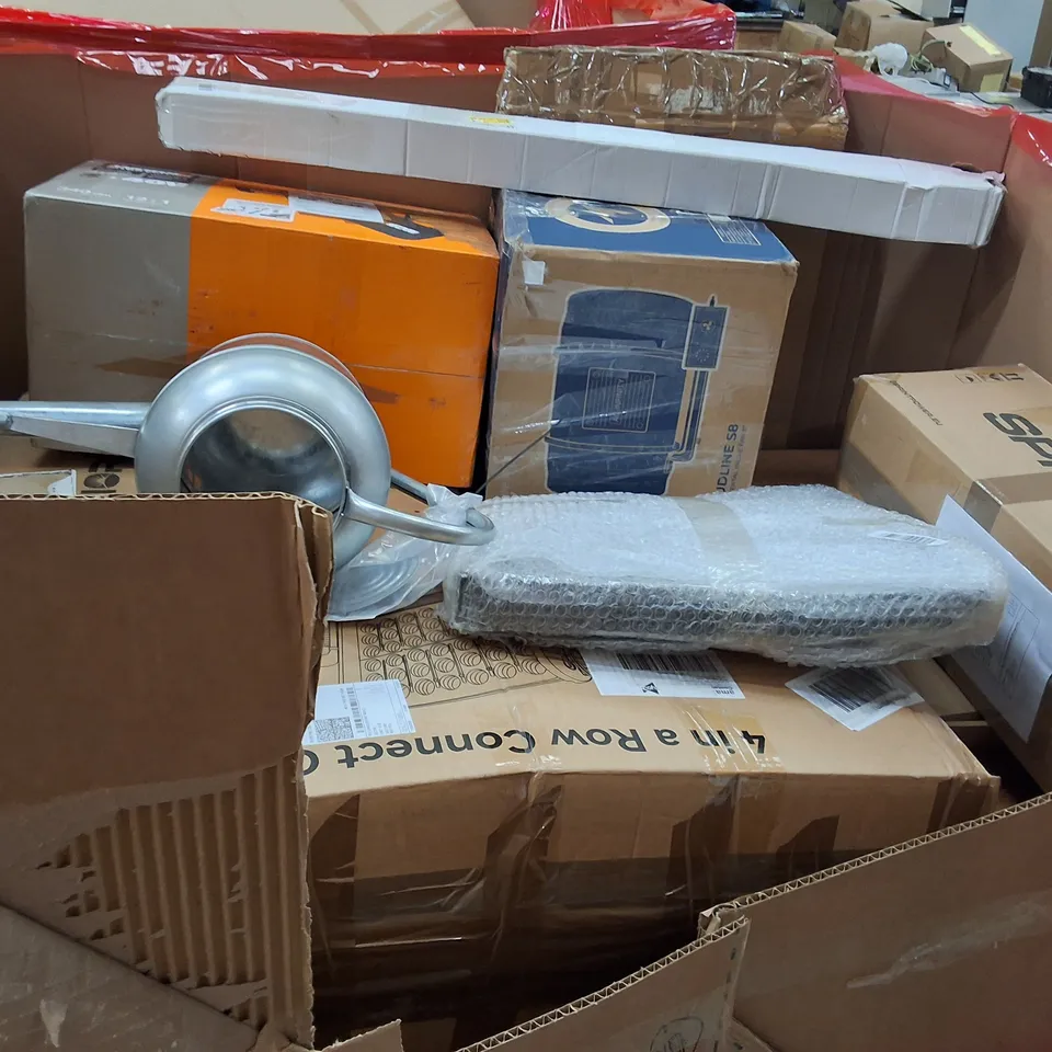 PALLET OF ASSORTED HOUSEHOLD ITEMS AND PRODUCTS TO INCLUDE;CONNECT 4 GAME,BUCKET,STORAGE BOX