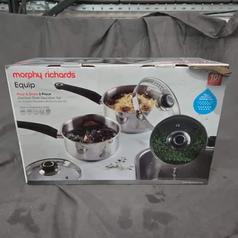 BOXED MORPHY RICHARDS EQUIP POUR AND DRAIN 3 PIECE