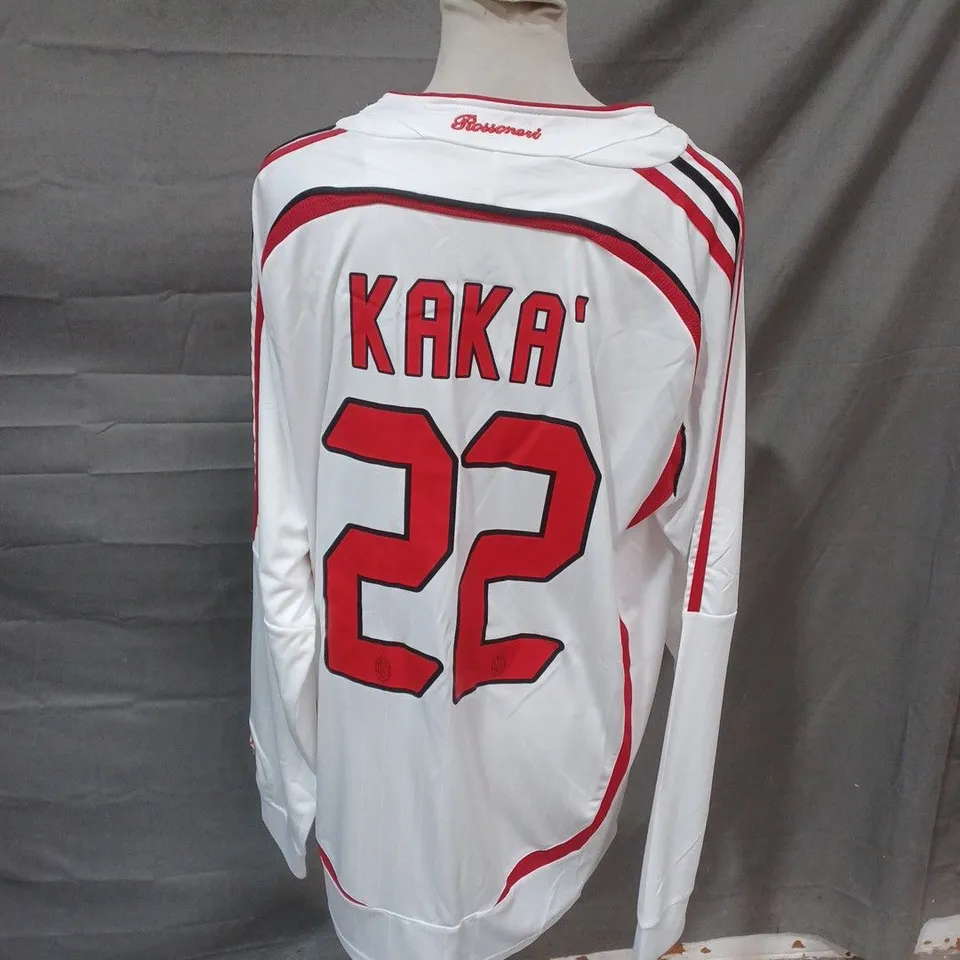ADIDAS UEFA CHAMPIONS LEAGUE THE FINAL ATHENS 2007 23RD MAY- OLYMPICS STADIUM AC MILAN SHIRT - KAKA 22 - UK LARGE