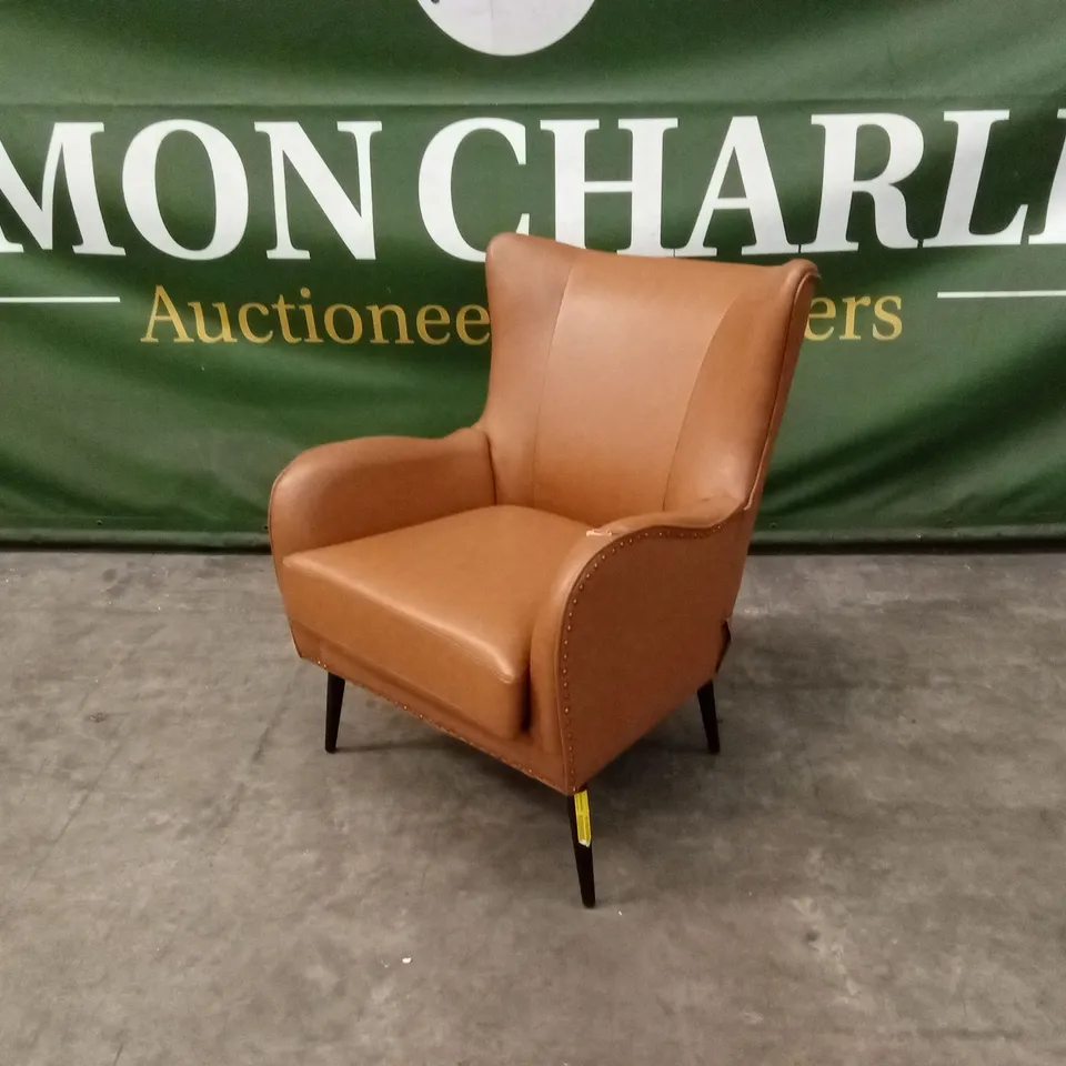 CAHYADI 76cm W MODERN FAUX LEATHER WINGBACK CHAIR