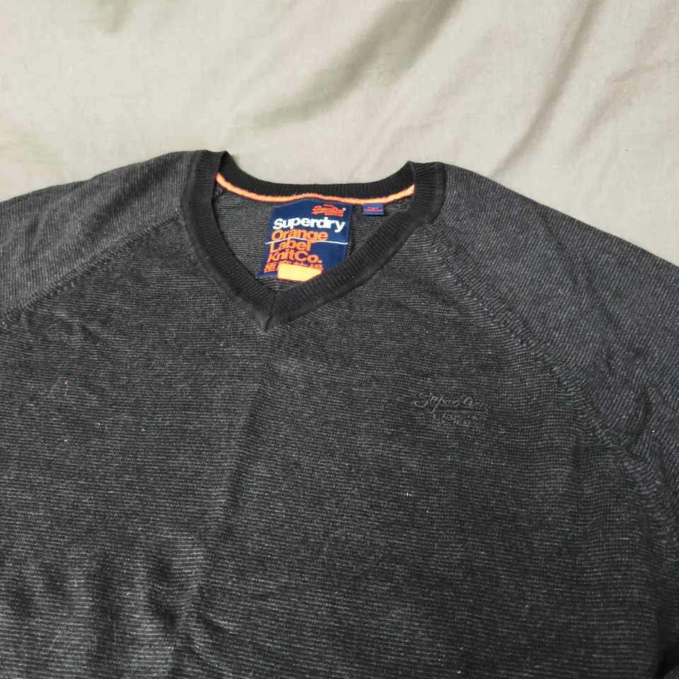 SUPERDRY ORANGE LABEL KNIT CO. JUMPER – DARK GREY, MEN'S - SIZE XXL