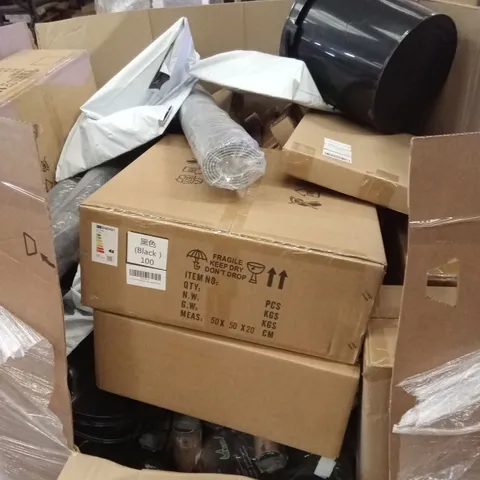 PALLET OF ASSORTED HOUSEHOLD GOODS AND PRODUCTS TO INCLUDE; TUBS, CEILING LIGHTS ETC