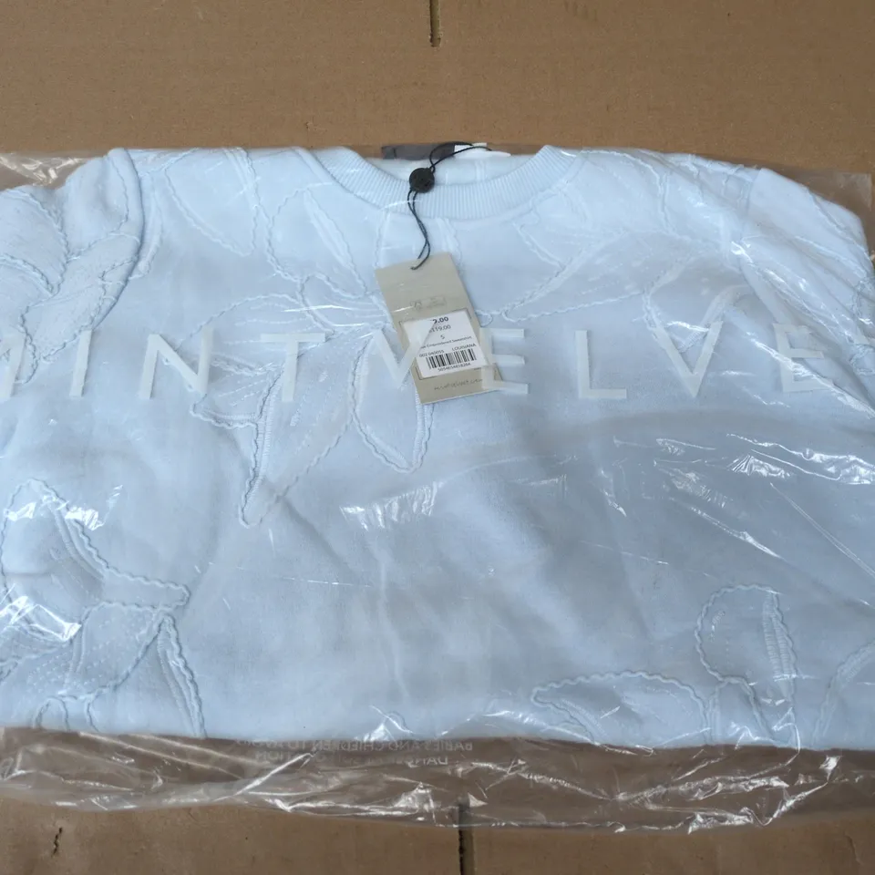 BAGGED MINT VELVET BLUE EMBROIDED SWEATSHIRT - SMALL