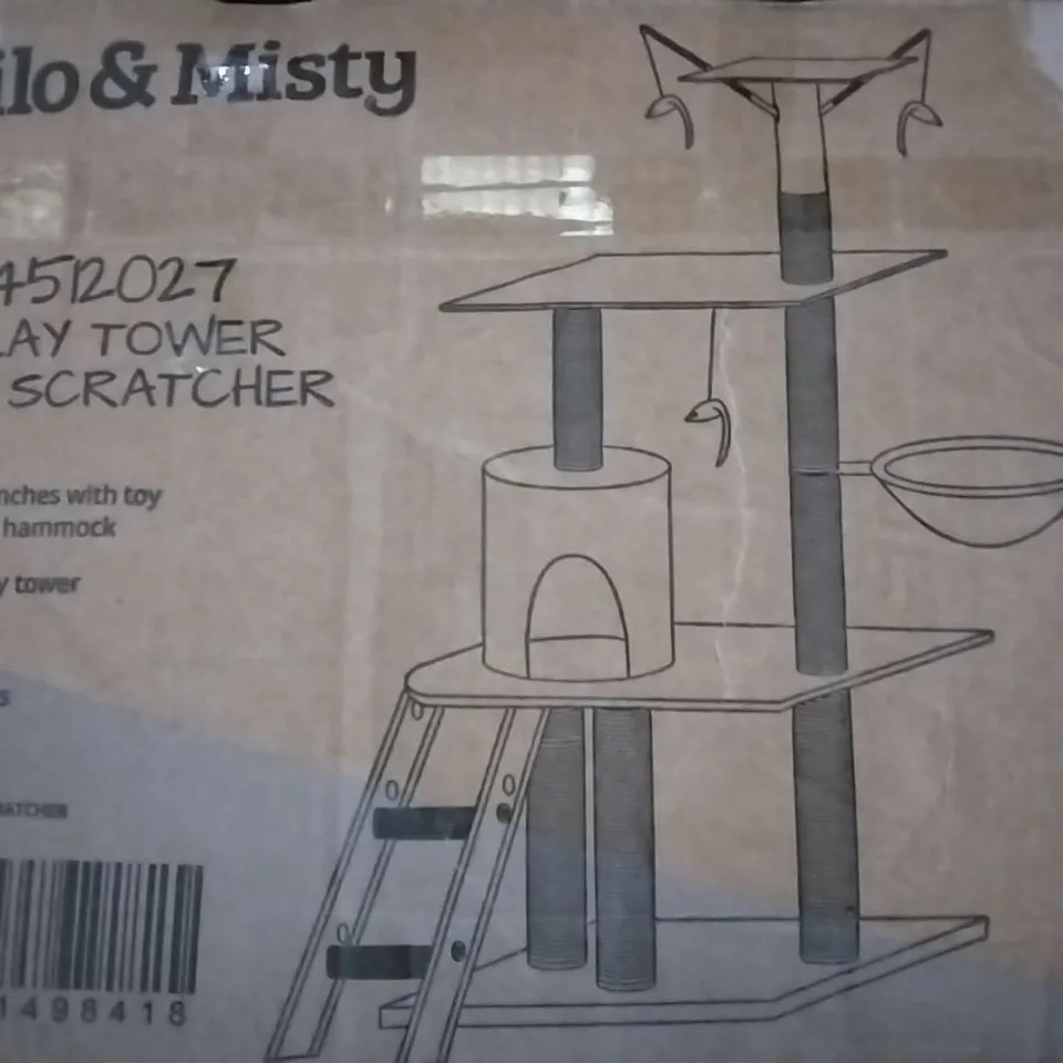 BOXED 146CM CAT TREE - GREY