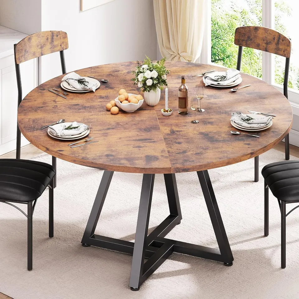 BOXED JOCOEVOL ROUND KITCHEN DINING TABLE FOR 2-4 PEOPLE, VINTAGE, 42 INCH